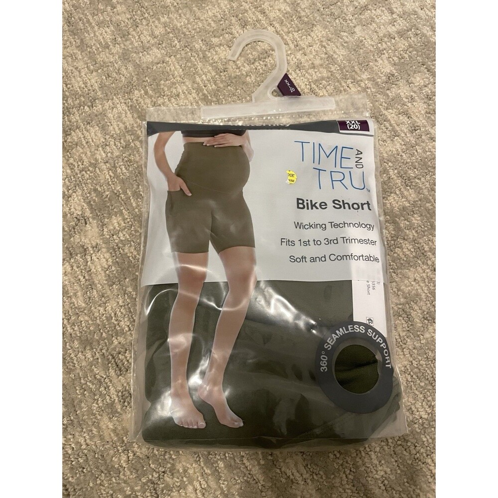Maternity Bike Shorts Olive Green TIME and TRU Size Call